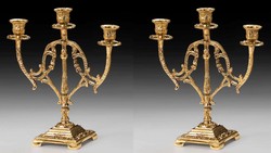 Casa Padrino luxury baroque candle holder set gold 24 x H. 28 cm - Handmade baroque style bronze candlesticks - Baroque decorative accessories - Baroque interior - Noble & Magnificent
