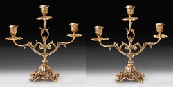 Casa Padrino conjunto de portavelas barroco de lujo oro 30 x A. 28 cm - Portavelas de bronce de estilo barroco hecho a mano - Accesorios barrocos - Interior barroco - noble y magnífico