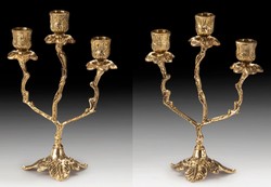 Casa Padrino conjunto de portavelas barroco de lujo oro 17 x A. 26 cm - Portavelas de bronce de estilo barroco hecho a mano - Accesorios barrocos - Interior barroco - noble y magnífico