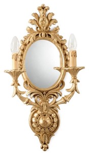 Casa Padrino applique murale double baroque de luxe avec miroir or 35 x 15 x H. 61 cm - Magnifique applique de style baroque - Luminaires baroques - Qualité de luxe - Fabriquée en Italie