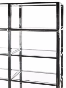 Casa Padrino Regalschrank mit Leiter Schwarz / Silber 219 x 43 x H. 240 cm - Bücherschrank - Wohnzimmer Schrank - Büro Schrank - Wohnzimmer Möbel - Büro Möbel - Luxus Möbel