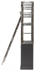 Casa Padrino armadio scaffale con scala nero / argento 219 x 43 x A. 240 cm - Armadio per libri - Armadio da soggiorno - Armadio da ufficio - Mobili soggiorno - Mobili ufficio - Mobili di lusso
