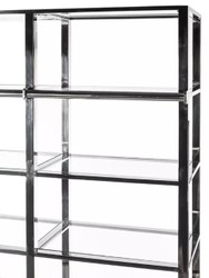 Casa Padrino armadio scaffale con scala nero / argento 219 x 43 x A. 240 cm - Armadio per libri - Armadio da soggiorno - Armadio da ufficio - Mobili soggiorno - Mobili ufficio - Mobili di lusso