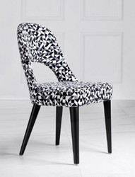 Casa Padrino chaise de salle à manger Art Déco de luxe blanc / gris / noir 49 x 61 x H. 89 cm - Chaise de cuisine Art Déco avec motif - Meubles de salle à manger - Meubles Art Déco de luxe