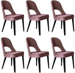Casa Padrino ensemble de 6 chaises de salle à manger Art Déco de luxe rouge / blanc / noir 49 x 61 x H. 89 cm - Chaises de cuisine Art Déco avec motif - Meubles de salle à manger Art Déco de luxe