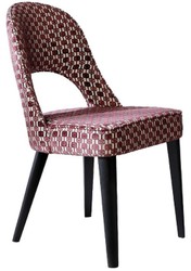Casa Padrino ensemble de 6 chaises de salle à manger Art Déco de luxe rouge / blanc / noir 49 x 61 x H. 89 cm - Chaises de cuisine Art Déco avec motif - Meubles de salle à manger Art Déco de luxe