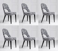 Luxus Art Deco Esszimmerstuhl 6er Set Weiß Grau Schwarz Luxury Art Deco Dining Chair Set of 6 White Gray Black