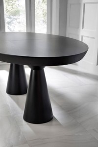Casa Padrino Luxus Art Deco Esstisch Matt Schwarz 200-250 x 120 x H. 78 cm - Ausziehbarer Massivholz Küchentisch mit ovaler Tischplatte - Esszimmer Möbel - Art Deco Möbel - Luxus Möbel