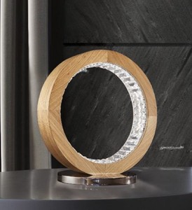 Casa Padrino lampada da tavolo LED di lusso naturale 40 x 30 x A. 43 cm - Lampada da scrivania LED rotonda dimmerabile - Lampade da tavolo di lusso - Qualità di lusso - Fatto in Italia