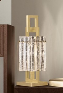 Casa Padrino lampada da tavolo di lusso ottone 15,5 x 15,5 x A. 41,5 cm - Lampada da comodino in metallo con paralume in vetro - Lampade da tavolo di lusso - Qualità di lusso - Fatto in Italia