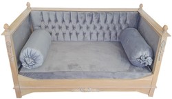 Casa Padrino baroque dog bed gray / natural - Magnificent antique style dog bed - Handmade dog furniture in the baroque style - Baroque pet furniture - Antique style pet furniture