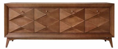 Casa Padrino luxury Art Deco sideboard matt cognac 220 x 50 x H. 92 cm - Noble solid wood cabinet with 4 doors - Dining room furniture - Art Deco furniture - Luxury furniture