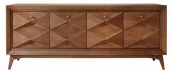 Casa Padrino aparador Art Deco de lujo coñac mate 220 x 50 x A. 92 cm - Gabinete de madera maciza noble con 4 puertas - Muebles de comedor - Muebles Art Deco - Muebles de lujo