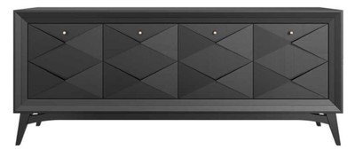 Casa Padrino luxury Art Deco sideboard black 220 x 50 x H. 92 cm - Noble solid wood cabinet with 4 doors - Dining room furniture - Art Deco furniture - Luxury furniture