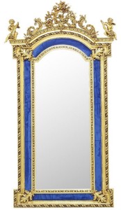 Casa Padrino espejo barroco oro / azul - Espejo de estilo barroco con decoraciones - Espejo de pared rectangular estilo barroco - Espejo guardarropa barroco - Muebles estilo barroco