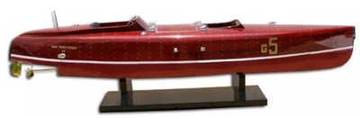 Casa Padrino bateau de vitesse de luxe Baby Bootlegger avec support en bois massif 90 x 30 x H. 20 cm - Bateau décoratif fait main - Bateau en bois - Bateau de course - Maquette de bateau