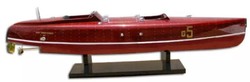Casa Padrino luxury speedboat Baby Bootlegger with solid wood stand red / white 90 x 30 x H. 20 cm - Handmade decorative boat - Wooden boat - Model boat - Racing boat - Decorative accessories