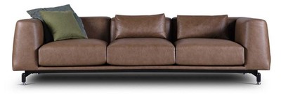 Casa Padrino divano in pelle di lusso marrone vintage / nero / argento 260 x 93 x A. 67 cm - Divano da soggiorno con vera pelle di alta qualità - Mobili da soggiorno di lusso - Mobili hotel