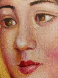 Peinture à l'huile vintage d'après Gustav Klimt Dame 60,96 x H. 101,60 cm - Peinture ancienne authentique d'après l'original - Peint à la main