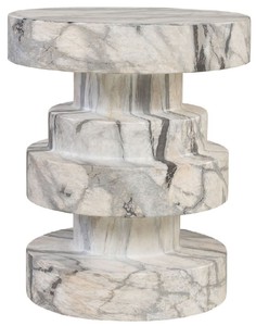 Casa Padrino luxury side table / stool in marble look white Ø 38 x H. 45 cm - Living room furniture in marble look - Luxury furniture - Luxury interior Casa Padrino luxury side table / stool in marble look white Ø 38 x H. 45 cm - Living room furniture in marble look - Luxury furniture - Luxury interior