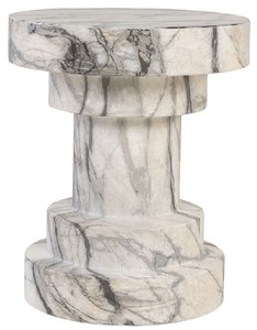 Casa Padrino luxury side table / stool in marble look white Ø 38 x H. 45 cm - Living room furniture in marble look - Luxury furniture - Luxury collection Casa Padrino luxury side table / stool in marble look white Ø 38 x H. 45 cm - Living room furniture in marble look - Luxury furniture - Luxury collection