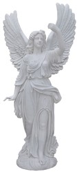 Casa Padrino Luxury Art Nouveau Marble Deco Sculpture Angel White H. 215 cm - Magnificent Garden Marble Deco Figure - Baroque & Art Nouveau Garden Marble Deco Accessories - Noble & Magnificent