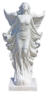 Casa Padrino Sculpture Déco en Marbre Art Nouveau de Luxe Ange Blanc H. 170 cm - Magnifique Figurine Jardin Marbre Déco - Accessoires Déco Marbre Jardin Baroque & Art Nouveau - Noble & Magnifique