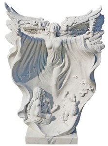 Casa Padrino Sculpture Déco en Marbre Art Nouveau de Luxe Ange Blanc H. 160 cm - Magnifique Figurine Jardin Marbre Déco - Accessoires Déco Marbre Jardin Baroque & Art Nouveau - Noble & Magnifique