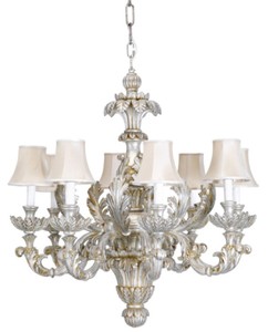 Casa Padrino lustre baroque de luxe argent / or Ø 79 x H. 82 cm - Magnifique lustre de salon de style baroque - Noble & Magnifique - Qualité de luxe - Fabriqué en Italie