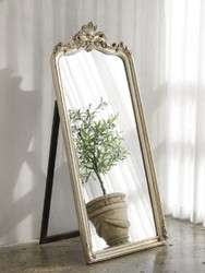 Luxus Barock Standspiegel Antik Silber Luxury Baroque Standing Mirror Antique Silver