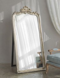 Luxus Barock Standspiegel Antik Silber Luxury Baroque Standing Mirror Antique Silver