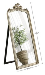 Luxus Barock Standspiegel Antik Silber Luxury Baroque Standing Mirror Antique Silver
