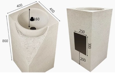 Casa Padrino Luxus Waschtisch Grau 40 x 40 x H. 86 cm - Keramik Waschtisch mit integriertem Waschbecken - Luxus Badezimmer Möbel - Hotel Möbel - Luxus Qualität - Made in Italy