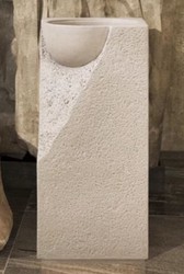Casa Padrino mesa de lavabo de lujo gris 40 x 40 x A. 86 cm - Mesa de lavabo de cerámica con lavabo integrado - Muebles de baño de lujo - Muebles de hotel - Calidad de lujo - Hecho en Italia