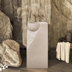 Casa Padrino mesa de lavabo de lujo gris 40 x 40 x A. 86 cm - Mesa de lavabo de cerámica con lavabo integrado - Muebles de baño de lujo - Muebles de hotel - Calidad de lujo - Hecho en Italia