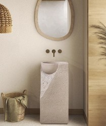 Casa Padrino mesa de lavabo de lujo gris 40 x 40 x A. 86 cm - Mesa de lavabo de cerámica con lavabo integrado - Muebles de baño de lujo - Muebles de hotel - Calidad de lujo - Hecho en Italia