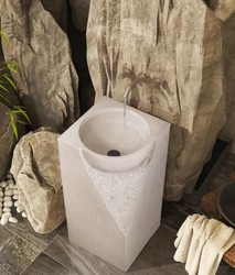 Casa Padrino mesa de lavabo de lujo gris 40 x 40 x A. 86 cm - Mesa de lavabo de cerámica con lavabo integrado - Muebles de baño de lujo - Muebles de hotel - Calidad de lujo - Hecho en Italia