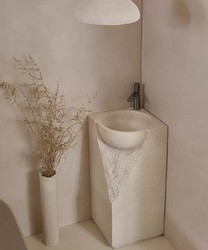 Casa Padrino mesa de lavabo de lujo gris 40 x 40 x A. 86 cm - Mesa de lavabo de cerámica con lavabo integrado - Muebles de baño de lujo - Muebles de hotel - Calidad de lujo - Hecho en Italia