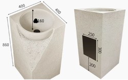 Casa Padrino mesa de lavabo de lujo gris 40 x 40 x A. 86 cm - Mesa de lavabo de cerámica con lavabo integrado - Muebles de baño de lujo - Muebles de hotel - Calidad de lujo - Hecho en Italia