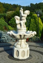 Casa Padrino fontana barocco bianco / grigio Ø 89 x A. 185 cm - Magnifica fontana da giardino in stile barocco - Fontana rotonda da giardino in pietra - Accessori da giardino barocco