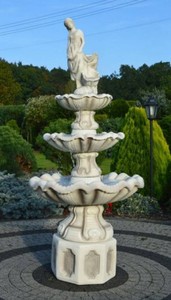 Casa Padrino fuente barroco gris / blanco Ø 89 x A. 180 cm - Magnífica fuente de jardín estilo barroco - Fuente redonda de piedra para decoración de jardín - Decoración de jardín barrocos