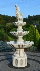 Casa Padrino baroque fountain gray / white Ø 89 x H. 180 cm - Magnificent garden fountain in baroque style - Round garden decoration stone fountain - Baroque garden decoration accessories