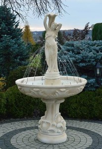 Casa Padrino fuente barroco arena Ø 110 x A. 180 cm - Magnífica fuente de jardín de estilo barroco - Fuente redonda de piedra para decoración de jardín - Accesorios barrocos decoración de jardín