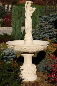 Casa Padrino fuente barroco beige Ø 110 x A. 180 cm - Magnífica fuente de jardín de estilo barroco - Fuente redonda de piedra para decoración de jardín - Accesorios barrocos decoración de jardín