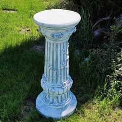 Runde Barock Garten Terrassen Deko Stein Säule Grau Round Baroque Garden Terrace Deco Stone Pillar Gray
