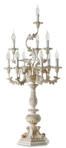 Prunkvolle Luxus Barock Tischleuchte Weiß Beige Magnificent Luxury Baroque Table Lamp White Beige