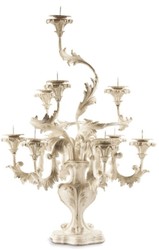 Casa Padrino porte bougie baroque de luxe blanc / gris Ø 53 x H. 75 cm - Magnifique porte bougie de style baroque - Accessoires de décoration de luxe de style baroque - Fabriqué en Italie