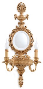 Casa Padrino applique murale double baroque de luxe avec miroir or antique 35 x 17 x H. 78 cm - Magnifique applique de style baroque - Luminaires baroques - Qualité de luxe - Fabriquée en Italie