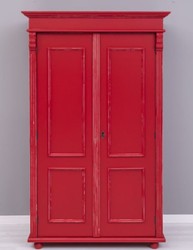 Casa Padrino garde-robe de style campagnard shabby chic rouge antique 110 x 58 x H. 180 cm - Armoire de chambre en bois massif avec 2 portes - Meuble de chambre de style campagnard shabby chic