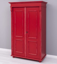 Casa Padrino garde-robe de style campagnard shabby chic rouge antique 110 x 58 x H. 180 cm - Armoire de chambre en bois massif avec 2 portes - Meuble de chambre de style campagnard shabby chic